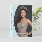Aqua Glitz Autograph Cards for Pageants | QR Code 招待状 (スタンド正面)