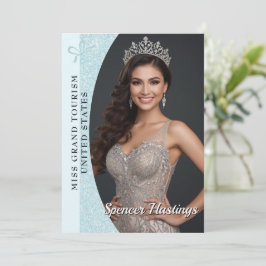 Aqua Glitz Autograph Cards for Pageants | QR Code 招待状
