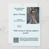 Aqua Glitz Autograph Cards for Pageants | QR Code 招待状 (裏面)