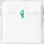 aqua greenスタンプのok hand sign symbol ラウンドシール (バッグ)