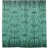 Aqua Green Abstract Tiki Pattern シャワーカーテン (正面)