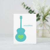 Aqua/Green Guitarハート表はがき ポストカード (スタンド正面)
