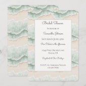 Aqua Green Ocean Waves Sand Beach Bridal Shower 招待状 (正面/裏面)