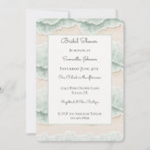 Aqua Green Ocean Waves Sand Beach Bridal Shower 招待状 (正面)