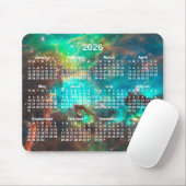 Aqua Green Star Cluster Celestial 2026 Calendar マウスパッド (マウス)