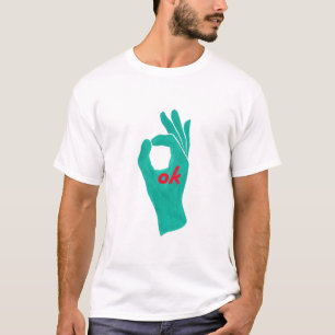 aqua green tシャツのOKサイン記号 Tシャツ