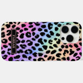 Aqua Iridescent Leopard Print Monogrammed Case-Mate iPhoneケース (裏面 (横))