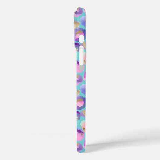 Aqua Iridescent Leopard Print Monogrammed Case-Mate iPhoneケース (裏面 / 左)