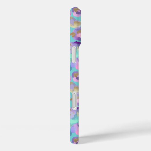 Aqua Iridescent Leopard Print Monogrammed Case-Mate iPhoneケース (裏面 / 右)