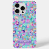 Aqua Iridescent Leopard Print Monogrammed Case-Mate iPhoneケース (裏面)