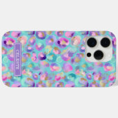 Aqua Iridescent Leopard Print Monogrammed Case-Mate iPhoneケース (裏面 (横))