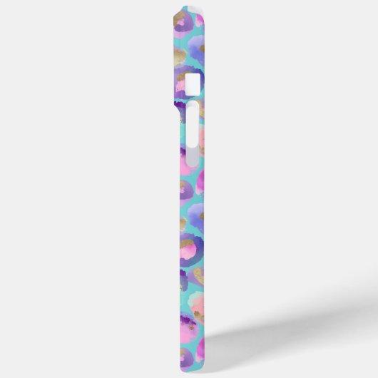 Aqua Iridescent Leopard Print Monogrammed Case-Mate iPhoneケース (裏面 / 左)