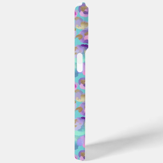 Aqua Iridescent Leopard Print Monogrammed Case-Mate iPhoneケース (裏面 / 右)