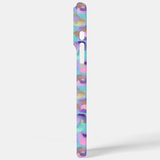 Aqua Iridescent Leopard Print Monogrammed Case-Mate iPhoneケース (裏面 / 左)