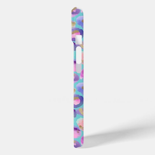 Aqua Iridescent Leopard Print Monogrammed Case-Mate iPhoneケース (裏面 / 左)