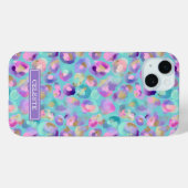 Aqua Iridescent Leopard Print Monogrammed Case-Mate iPhoneケース (裏面 (横))