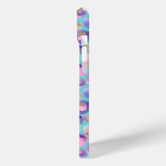 Aqua Iridescent Leopard Print Monogrammed Case-Mate iPhoneケース (裏面 / 左)