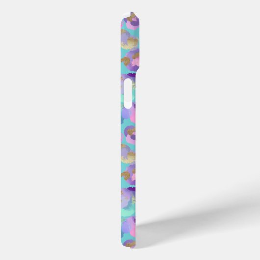 Aqua Iridescent Leopard Print Monogrammed Case-Mate iPhoneケース (裏面 / 右)