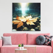 Aqua Leaves キャンバスプリント (インサイチュ (リビング))