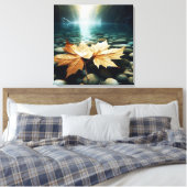 Aqua Leaves キャンバスプリント (インサイチュ (寝室))