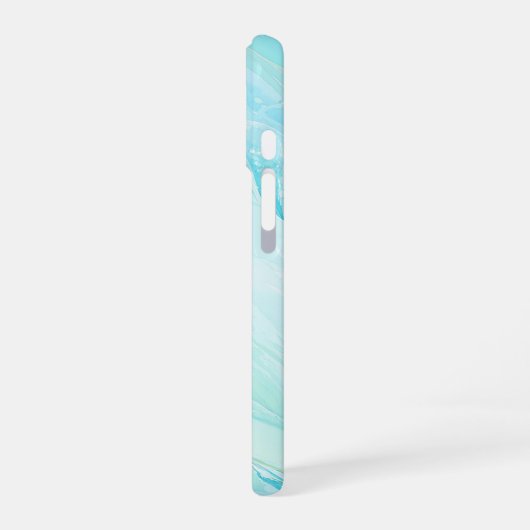 Aqua Marble Abstract Art Phone Case iPhone 16ケース (左側面)