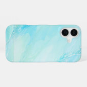 Aqua Marble Abstract Art Phone Case iPhone 16ケース (裏面横)