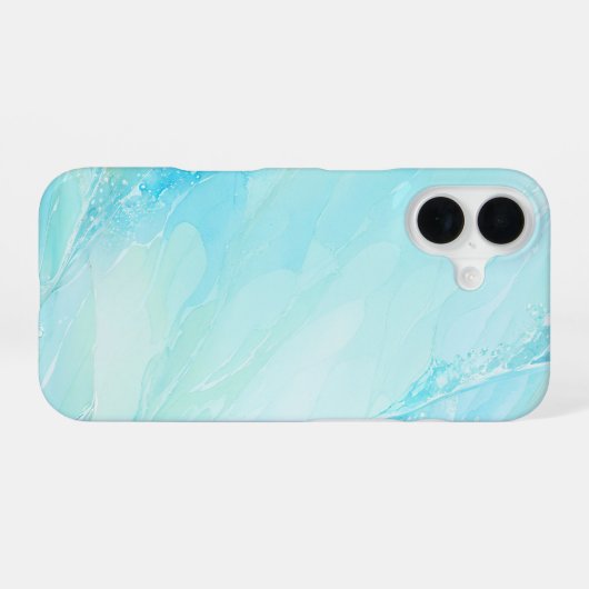 Aqua Marble Abstract Art Phone Case iPhone 16ケース (裏面横)