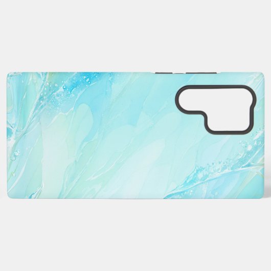 Aqua Marble Abstract Art Phone Case Samsung Galaxyケース (裏面横)