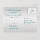 Aqua-marineおよびSilver R.S.V.P.ポストカード インビテーションポストカード (裏面)