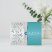 Aqua-marineおよびSilver R.S.V.P.ポストカード インビテーションポストカード (スタンド正面)