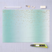 Aqua Mint Gold Sparkle Dots Christmas 薄葉紙 (クラフト)