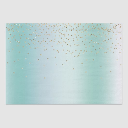 Aqua Mint Gold Sparkle Dots Christmas 薄葉紙 (正面)