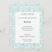 Aqua Mint White Swirls Birthday 招待状 (正面/裏面)