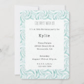 Aqua Mint White Swirls Birthday 招待状 (正面)