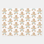 Aqua Mint White Swirls Christmas ラッピングペーパーシート (正面2)