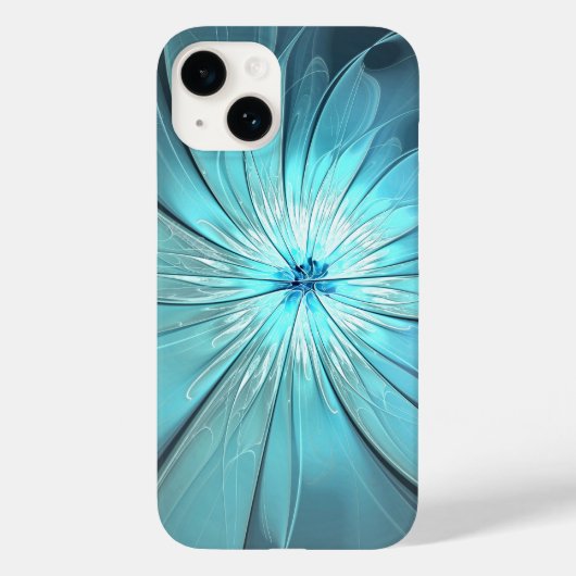Aqua Modern Flower Phone Case Case-Mate iPhoneケース (裏面)
