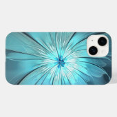 Aqua Modern Flower Phone Case Case-Mate iPhoneケース (裏面 (横))