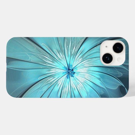 Aqua Modern Flower Phone Case Case-Mate iPhoneケース (裏面 (横))