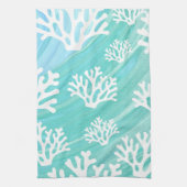 Aqua Ocean Coral Sealife キッチンタオル (縦)