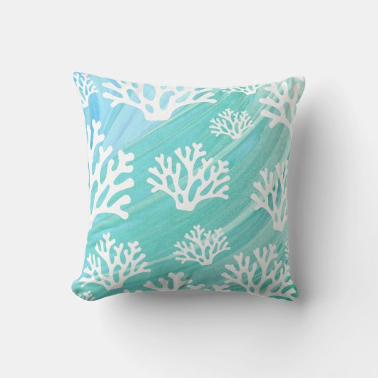 Aqua Ocean Coral Sealife クッション (正面)