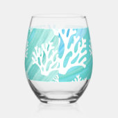Aqua Ocean Coral Sealife ステムなしワイングラス (右)