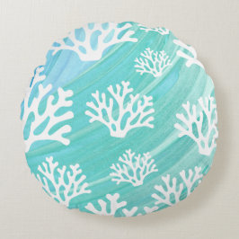 Aqua Ocean Coral Sealife ラウンドクッション