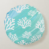 Aqua Ocean Coral Sealife ラウンドクッション (裏面)