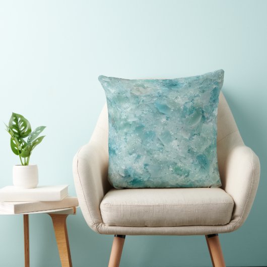 Aqua ocean crystals Throw Pillow クッション (椅子)