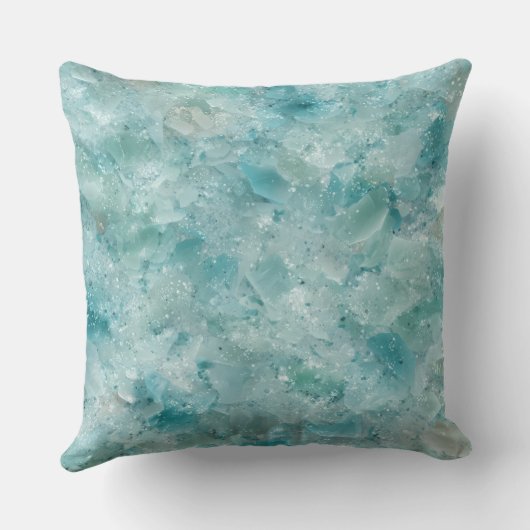 Aqua ocean crystals Throw Pillow クッション (裏面)