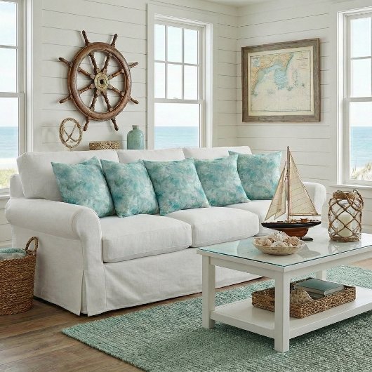 Aqua ocean crystals Throw Pillow クッション