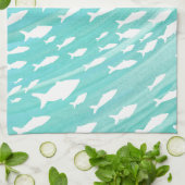 Aqua Ocean Fish Nautical  キッチンタオル (折り畳み)