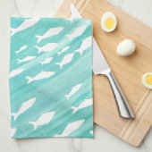 Aqua Ocean Fish Nautical  キッチンタオル (四つ折り)