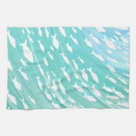 Aqua Ocean Fish Nautical  キッチンタオル