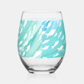 Aqua Ocean Fish Nautical  ステムなしワイングラス (左)
